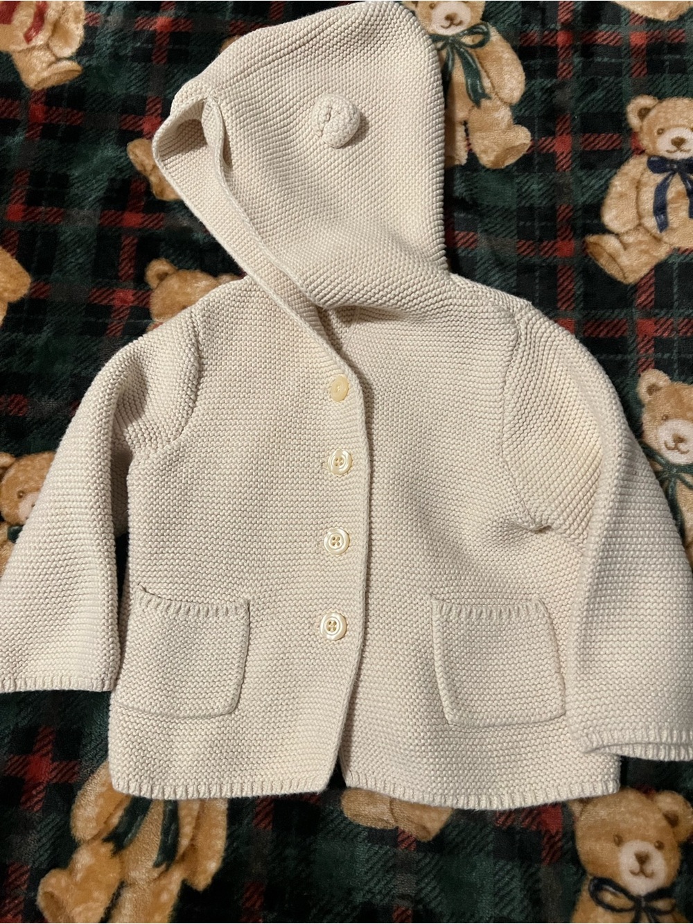 GAP Baby Cream Knit Hooded Cardigan